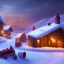 Placeholder: fantasy farming village winter night shuttered windows