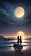 Placeholder: an image of a hot couple on a moonlit beach, serenaded by the gentle waves. Emphasize the romantic atmosphere and the connection between the couple as they share a moment by the sea