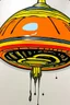 Placeholder: An orange colored electrical UFO made out of jelly painted by Roy Lichtenstein