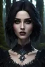 Placeholder: Beauty goth woman portrait , gothic, background forest, fine detail, atmospheric sharp focus, sharp edges, Broken Glass effect, stunning, breathtaking beauty, Volumetric light, reflects detailed masterpiece, 8k resolution, dark fantasy concept hyperdetailed, intricately detailed, deep color, Unreal Engine