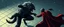 Placeholder: werewolf vs vampire cyberpunk action scene, acrobatic dodge, cape, all seen drown on isometric grid
