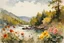 Placeholder: Sunny day, flowers, mountains, river, epic, winslow homer watercolor paintings