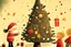 Placeholder: Christmas illustration, children book style, whimsical, warm colors, grainy texture, subject: decorating the christmas tree