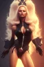 Placeholder: Pamela Anderson as evil queen in black leather, leather, busty, cleavage, angry, stern look. character design by cory loftis, fenghua zhong, ryohei hase, ismail inceoglu and ruan jia. unreal engine 5, artistic lighting, highly detailed, photorealistic, fantasy