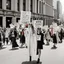 Placeholder: A combination of a protest march and a fashion show with picket signs