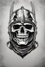 Placeholder: WARRIOR skull helmet, comic style, portrait