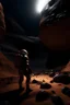 Placeholder: ALIAN ON MARS INSIDE A ROCK SIDE IN DEEP DARK VALEY