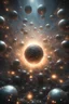 Placeholder: a agglomeration of shining spheres of light, floating in infinity, surrounded by bands of crackling energy. hyperrealistic 3d-render unreal engine 5, beksinski yog-sothoth