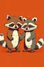 Placeholder: A red panda and a racoon holding hands. simple