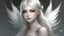 Placeholder: a small fairy with loose white hair down to her back and white eyes with a pair of white crystal wings