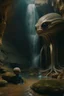 Placeholder: A cave with covered with waterfalls