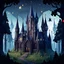 Placeholder: (((close midshot))), (((low poly art:2))), (gothic fairyland), ultra detailed illustration of an environment on a irish forest:1.2 magic castle with stars and dark (gothic:1.5), (vast open world), fairyland inspired, highest quality, no lines, no outlines candid photography. A gothic cathedral in the style of Zvidslav Beksinski