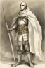 Placeholder: Knight wearing white robes and white cape with white face mask, holding a spear