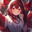 Placeholder: Clear focus,High resolution,High quality, Black long hair, Red eyes, Red horns, Crying