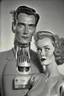 Placeholder: american dream portrait hansome man and a robot wife1950s