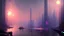 Placeholder: Space fururistic city, lake, Sci-fi, concept art, Konstantin korovin painting