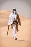 Placeholder: Photography Misterius Arabian Palestine Warrior Man Mask Walking alonely on desert