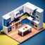 Placeholder: Tiny cute isometric kitchen in a cutaway box, cyberpunk, soft smooth lighting, soft colors, 100mm lens, 3d blender render