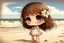 Placeholder: cute italian chibi girl at the beach