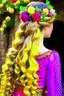 Placeholder: Princess Rapunzel's hair braided and decorated with flowers is beautiful and charming