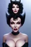 Placeholder: Joan Collins as evil queen in black leather, leather, busty, cleavage, angry, stern look. character design by cory loftis, fenghua zhong, ryohei hase, ismail inceoglu and ruan jia. unreal engine 5, artistic lighting, highly detailed, photorealistic, fantasy