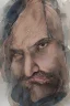 Placeholder: portrait, watercolour, realistic, illustration, dnd, dwarf, ghost, ethereal, lapis skin, see-through, transparent