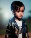 Placeholder: Rihanna toddler, full body, leather jacket, soft skin, dramatic lighting, hyper realistic