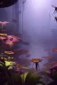 Placeholder: large venus fly trap with teeth eating a dragonfly, flowers, jungle, hyperrealistic, trees in background, digital art, alien like, disgusting, intricate, morbid, rainy, sinister, volumetric lighting, unreal engine, high resolution, 8k, depressing colors, dark colors, horror, horrific,