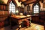 Placeholder: Fantasy medieval study room with desk