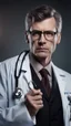 Placeholder: photorealistic hyperdetailed portait of a doctor holding a clipboard and frowning