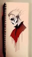 Placeholder: vampire drawing, minimalistic style, natural colors, blood, sketch book