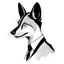 Placeholder: A Duke with a beautiful, quiet, black fox head, a simple, clear drawing.