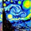 Placeholder: Dibujo al oleo de Paris con nubes de colores estilo Vincent van Gogh