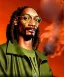 Placeholder: Snoop Dogg, marijuana burning with dollars, jungle background, hyper realistic