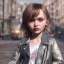 Placeholder: Lily rose depp toddler, full body, floral leather jacket, dynamic pose, tokio background, dramatic lighting, hyper realistic, unreal engine, 8k, upscale