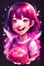 Placeholder: A detailed illustration Anime girl smiling crushed inside really darkpink fleshy stomach filled with digestive juices, t-shirt design, cute and quirky, fantasy art, watercolor effect, bokeh, Adobe Illustrator, hand-drawn, digital painting, low-poly, soft lighting, bird's-eye view, focused on the character, vector logo, vector art,