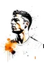 Placeholder: 3cpo "Cristiano Ronaldo" , concept art, water color, water color effect, splash,use orang & black & white, logo design,white background,