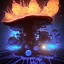 Placeholder: Spherical Frost metal magic armoured lightning Mycelium giant blob MUSHROOM flower stars SPACE lANDSCAPE BURNING IN BLUE FLAMES hellfire abyss math chaos runes