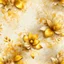 Placeholder: Hyper Realistic Yellow & Beige Abstract-Floral-Patterns With Glowing Golden Embers On Off-White Grungy Background.