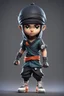 Placeholder: warrior, cute, 2.5D, zbrush, cartoon cute male football player with sneakers, front view, wearing a ninja costume, lit children, 32k uhd, round,8k,HD, wall background