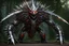 Placeholder: Humanoid creature made entirely of chrome spikes and blades and thorns. It's eyes are glowing red gems.