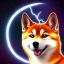 Placeholder: 3rd eye shiba inu, with lightning eyes