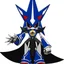 Placeholder: A sleek robotic warrior blending Neo Metal Sonic and Mega Man Zero. The design features Zero's red color scheme, with gold accents on shoulders, chest, and gauntlets, plus white highlights on the limbs. The aerodynamic body combines Neo Metal Sonic's sharp, angular edges with Zero's humanoid proportions. A glowing green plasma saber is held in one hand, while an energy cannon adorns the other. The helmet merges Zero’s crest and gem centerpiece with Neo Metal Sonic's spiked crown.