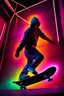 Placeholder: a neon photograph of a man on a skateboard, neon art, neon art style, neon digital art, colorful neon lighting, neon glow concept art, blacklight poster, fashion neon light, neon background lighting, neon electronic signs, neon graffiti, background with neon lighting, made of neon light, cyber neon lighting, neon dark lighting, neon lighting, splashes of neon