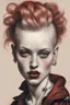 Placeholder: punk girl, illustration by <John currin>, darkred tones,