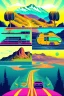 Placeholder: "Design a captivating vector graphic of a road trip in a motorhome. Picture the motorhome cruising on an open road with scenic landscapes. Emphasize the sense of adventure, freedom, and exploration. Use vibrant colors and intricate details to capture the essence of the journey."