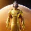 Placeholder: beautiful cosmic golden male, long hair, nice smiling, delicate colors, beautiful glamour galactic golden dress, ultra sharp focus, 8k, unreal engine 5, extremely sharp detail, light effect, soft light atmosphere of a spaceship, smooth, full of details, face in front, complete vision of face and body