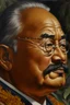 Placeholder: Side profile Painting portrait of samoan king with glasses and mustache