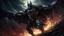 Placeholder: Demonic Batman with dark aura around, agressively spinning around in circle with his claws creating blasts of wind and an aura explosion, torned clothes flying in circle, wearing cybernetics enhancements, occult symbol under him on the ground, epic dynamic composition, dark cityscapes background, Artstation, HDR, colorful shot, intricate details, cinematic, detailed, stormy weather, detailed art deco ornamentation, flying debris, Carnage Style, red, intensity