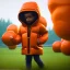 Placeholder: 3d render, Willem dafoe toddler, full body, orange puffer jacket, dramatic lighting, volumetric lighting, concert background, hyper realistic, unreal engine 5, 8k, UHD,